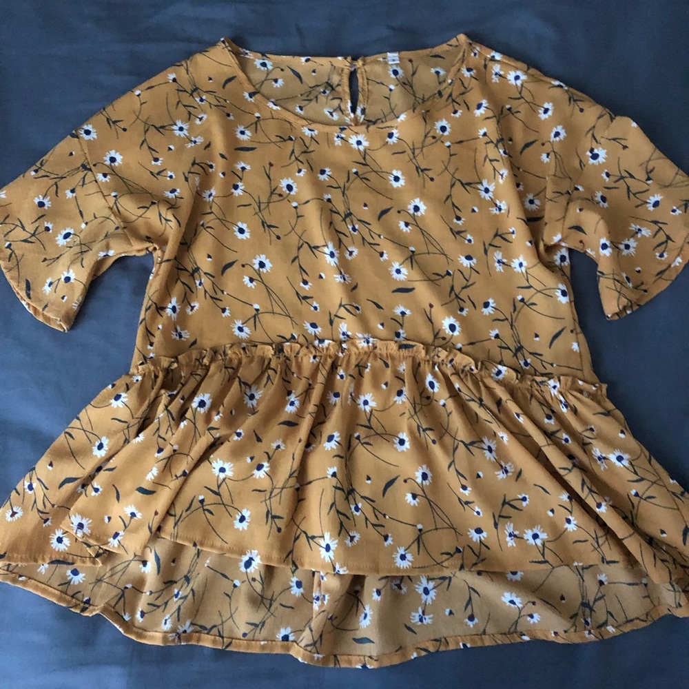 Yellow flowery blouse